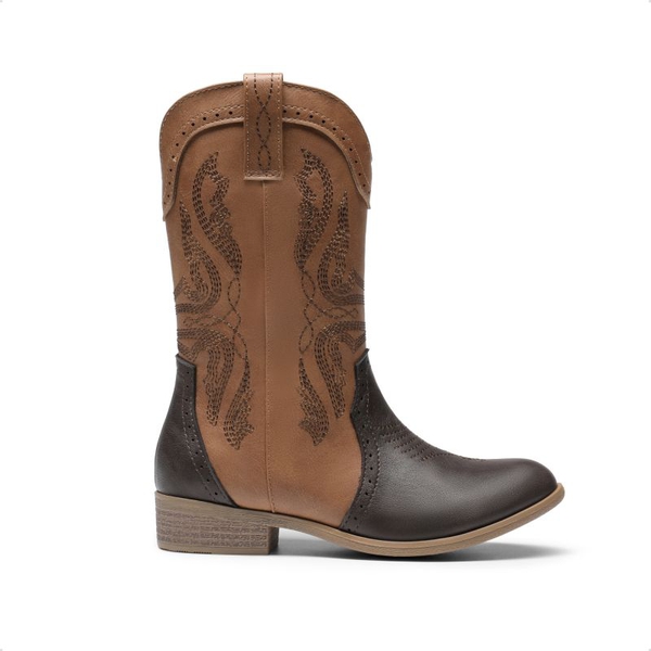 Kids Embroidery Western Cowboy Boots - TAN-BROWN - 1